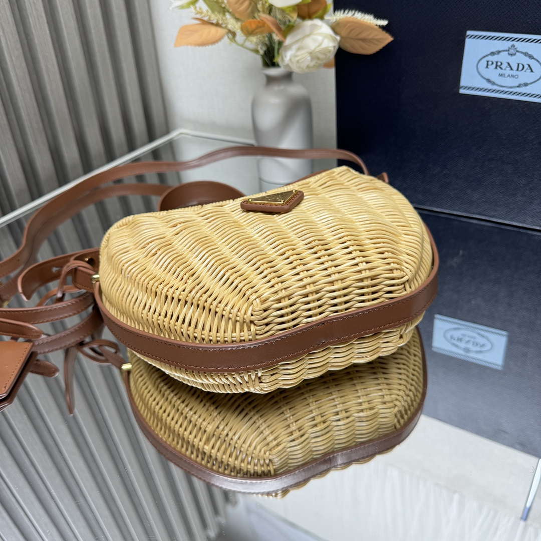 Prada 1BC202 Wicker and leather Prada Arqu¨¦ bag Natural