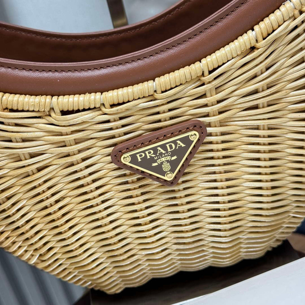 Prada 1BC202 Wicker and leather Prada Arqu¨¦ bag Natural