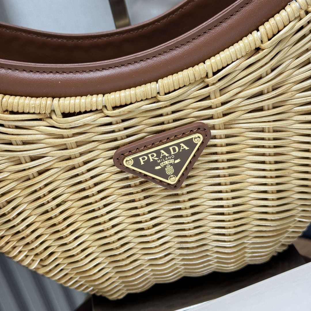 Prada 1BC202 Wicker and leather Prada Arqu¨¦ bag Natural