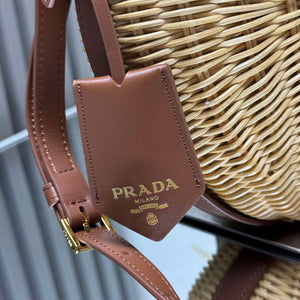 Prada 1BC202 Wicker and leather Prada Arqu¨¦ bag Natural - Default Title - View 6