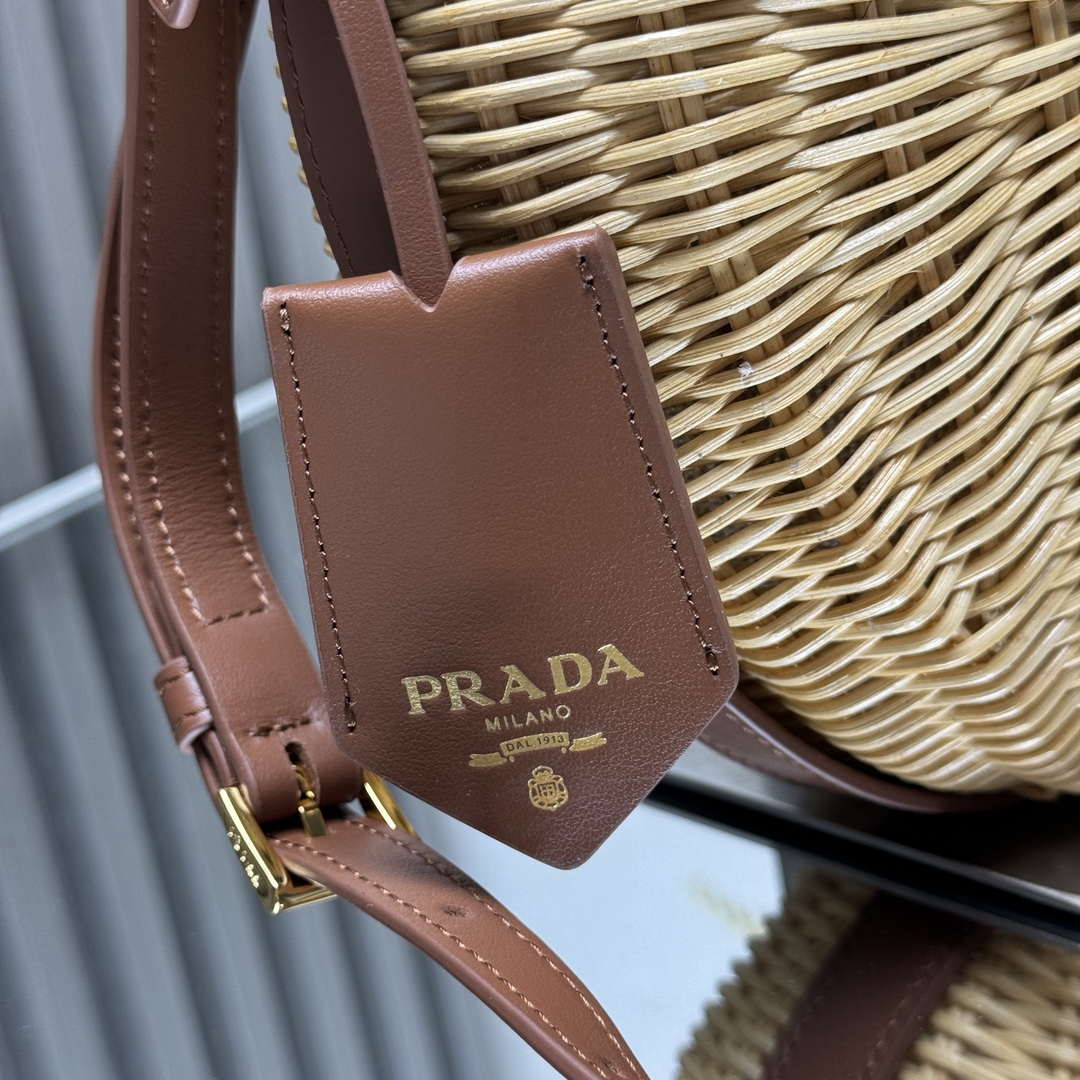 Prada 1BC202 Wicker and leather Prada Arqu¨¦ bag Natural