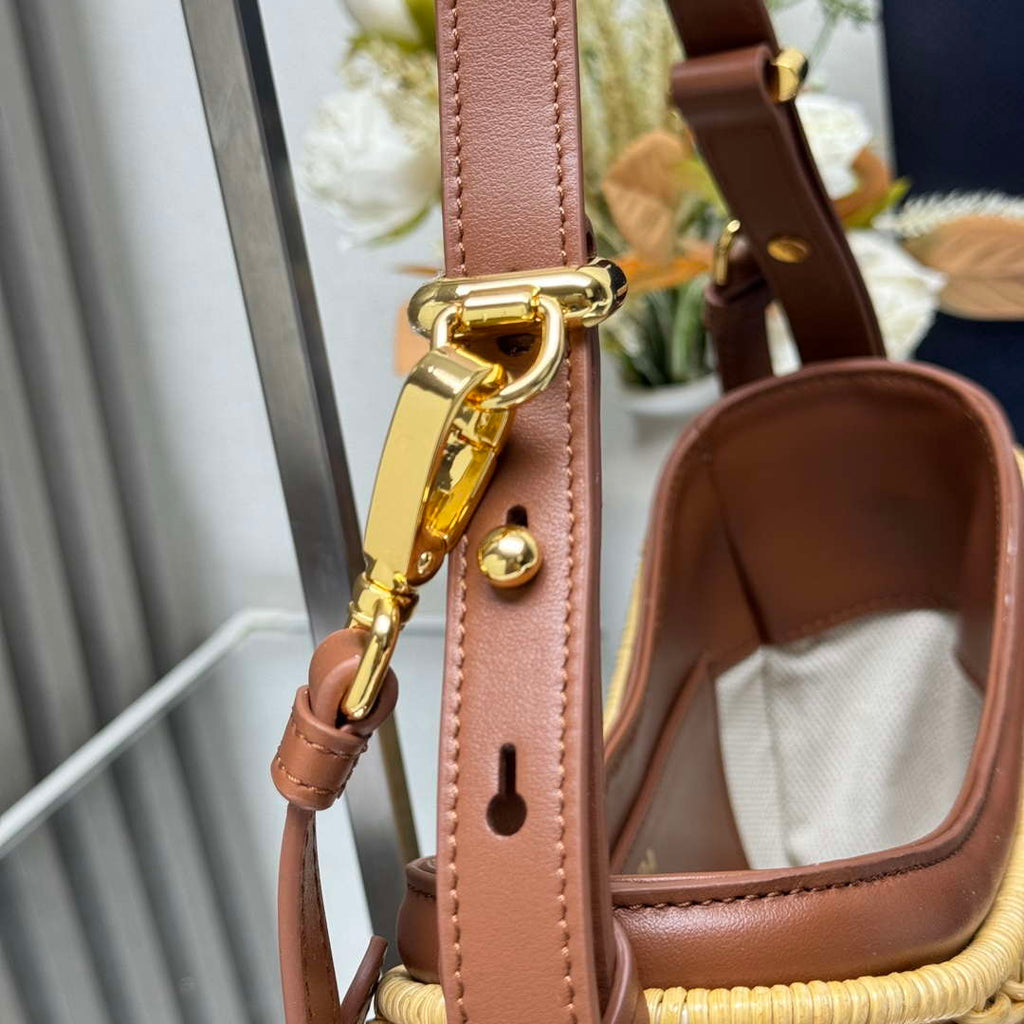 Prada 1BC202 Wicker and leather Prada Arqu¨¦ bag Natural