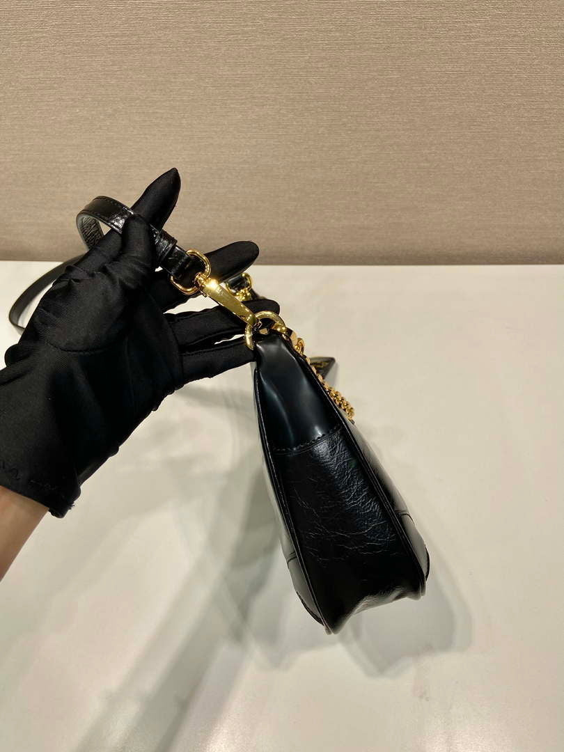 Prada 1BC204 Saffiano Bright Leather Mini-Bag Black