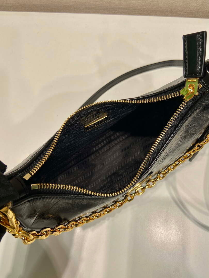 Prada 1BC204 Saffiano Bright Leather Mini-Bag Black - Default Title - View 8