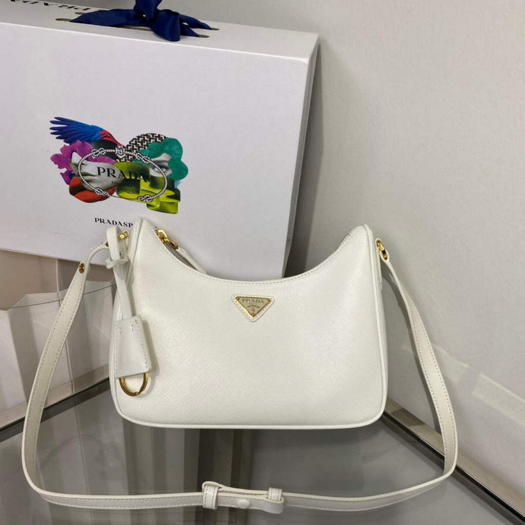 Prada 1BC204 Saffiano Leather Mini-Bag White