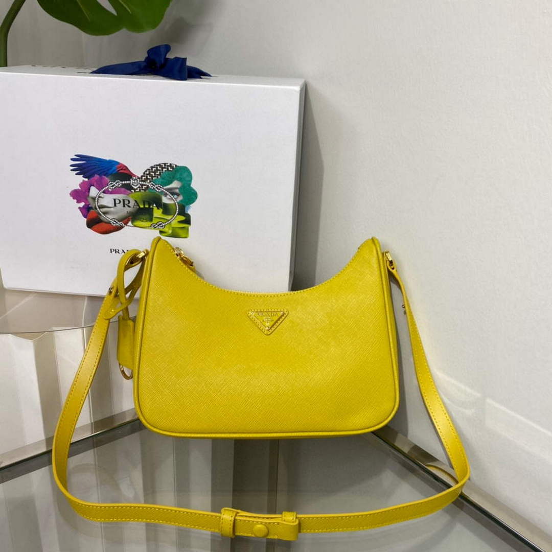 Prada 1BC204 Saffiano Leather Mini-Bag Yellow - Default Title - View 7