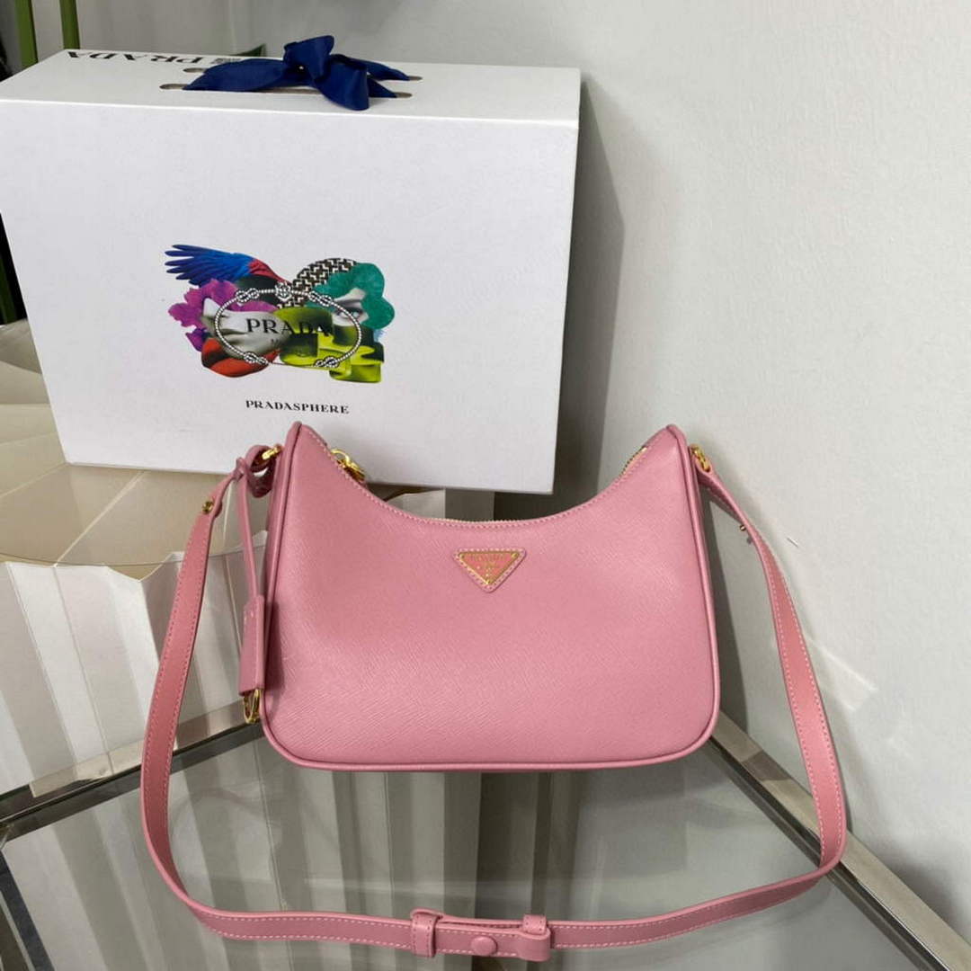 Prada 1BC204 Saffiano Leather Mini-Bag Pink - Default Title - View 7
