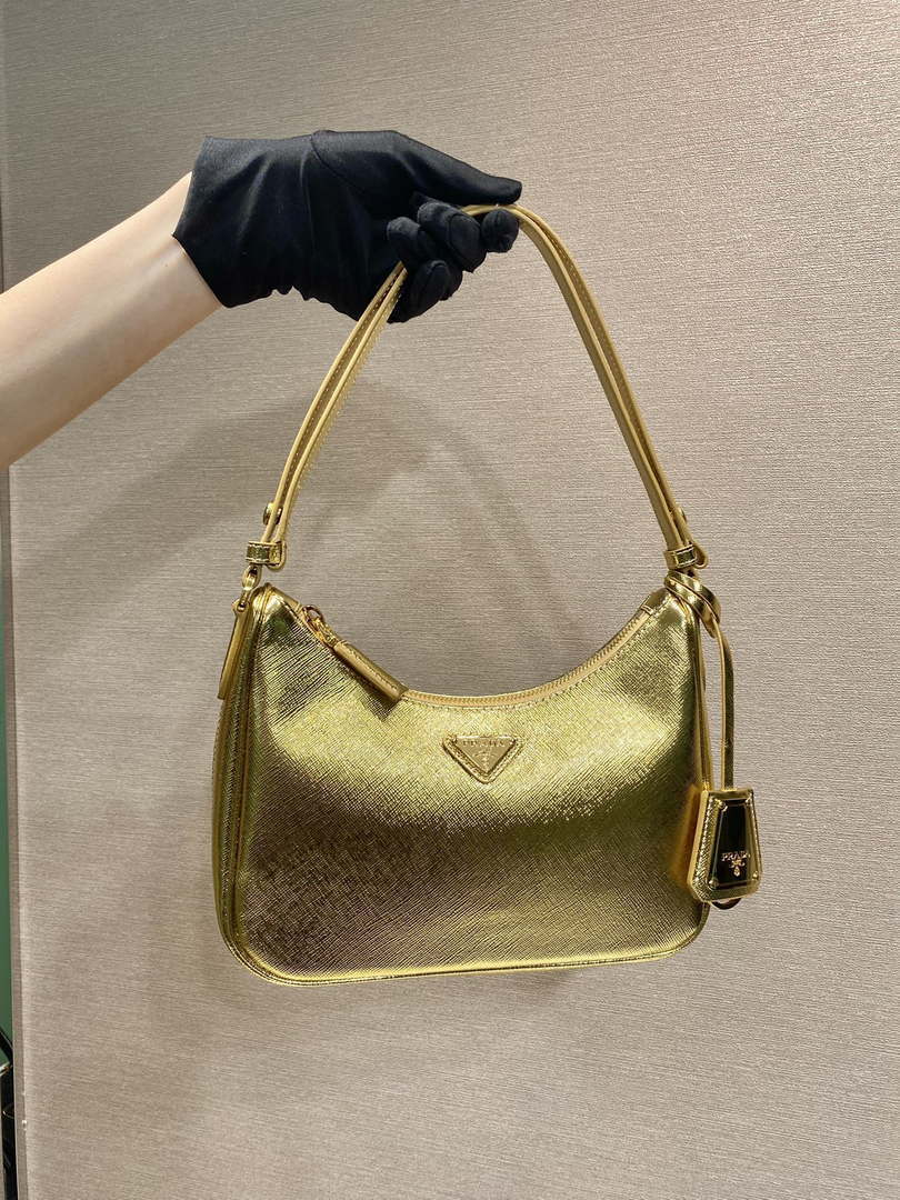 Prada 1BC204 Saffiano Leather Mini-Bag Gold - Default Title - View 1
