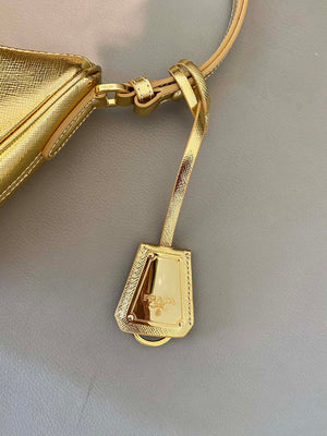 Prada 1BC204 Saffiano Leather Mini-Bag Gold - Default Title - View 7