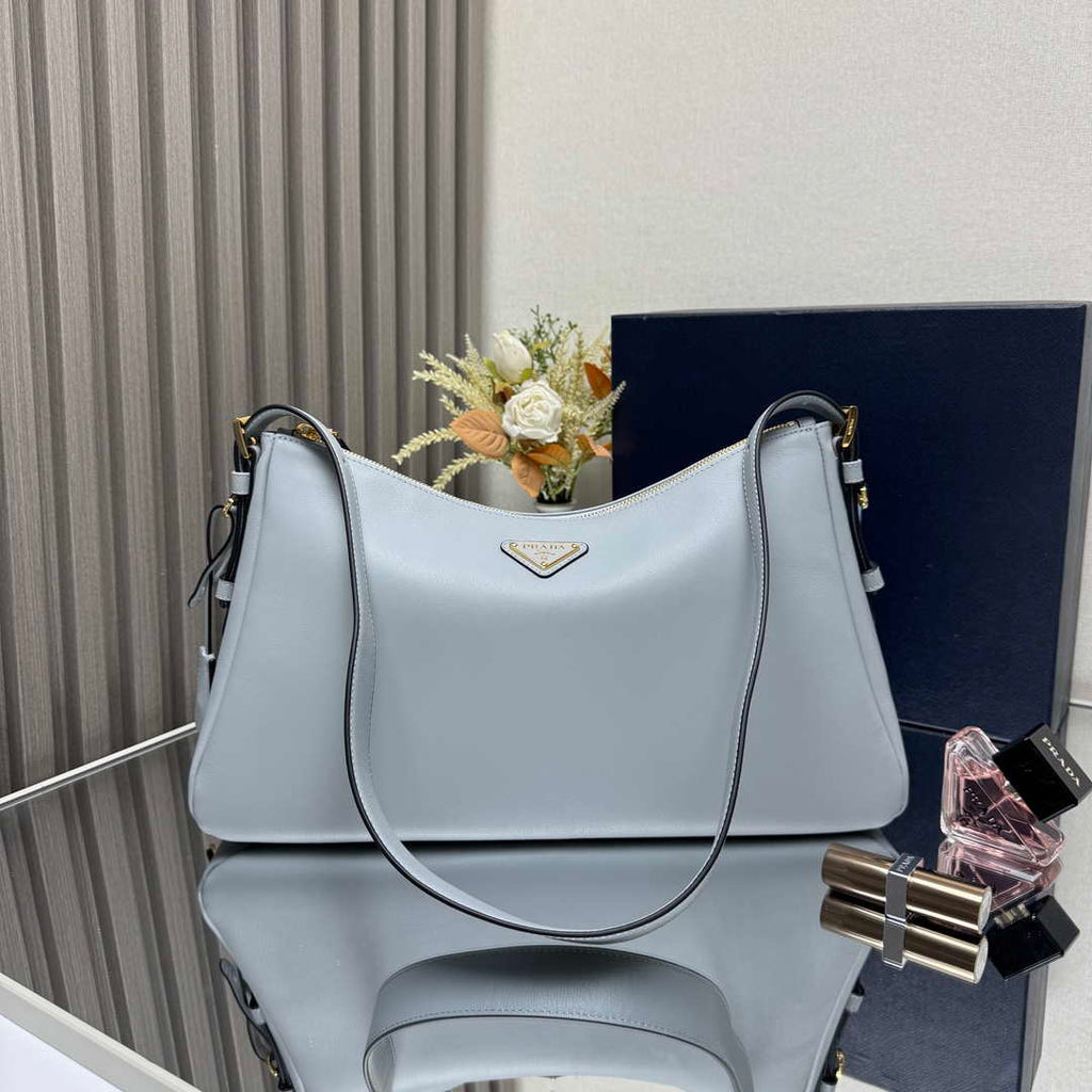Prada 1BC228 Prada Aim¨¨e Large leather shoulder bag Light Blue