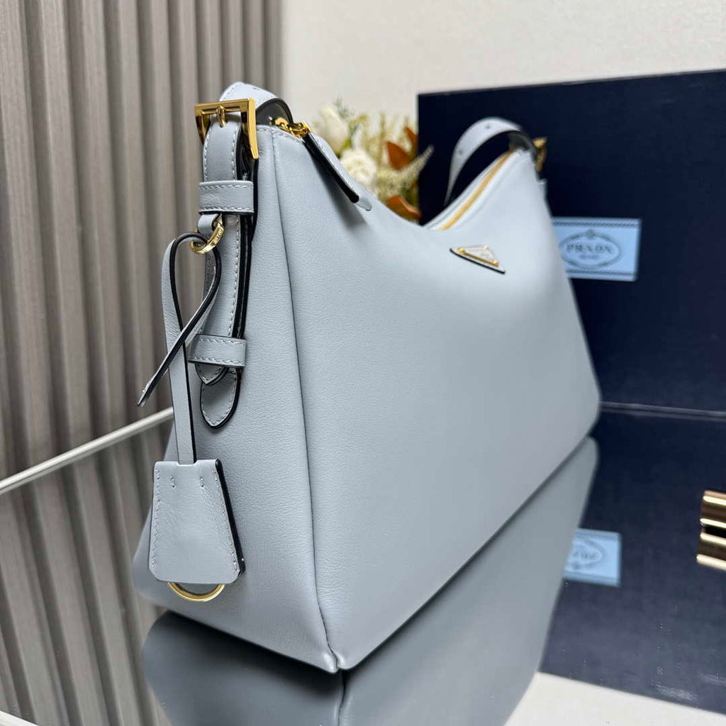 Prada 1BC228 Prada Aim¨¨e Large leather shoulder bag Light Blue