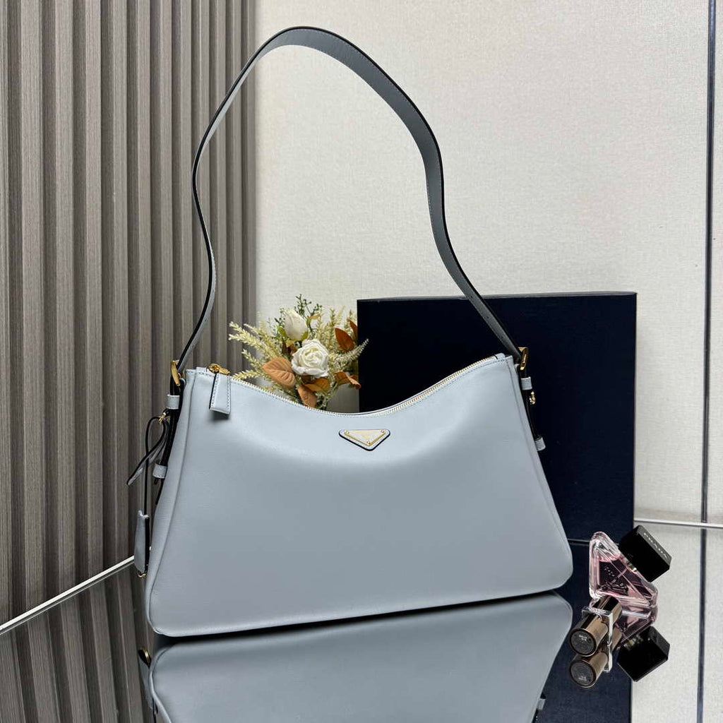 Prada 1BC228 Prada Aim¨¨e Large leather shoulder bag Light Blue