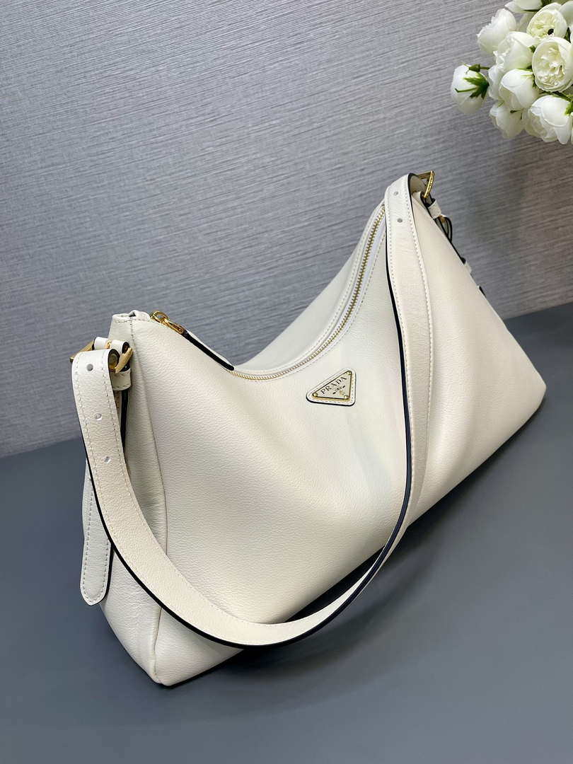 Prada 1BC228 Prada Aim¨¨e Large leather shoulder bag White