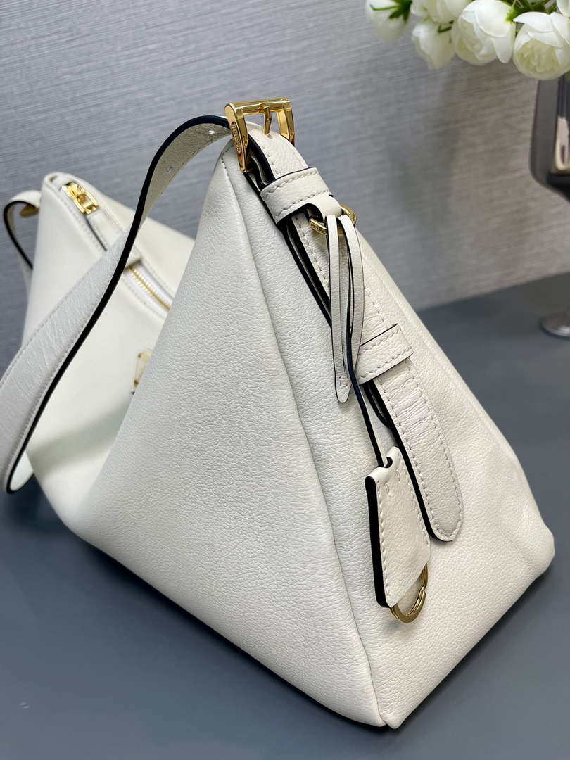 Prada 1BC228 Prada Aim¨¨e Large leather shoulder bag White
