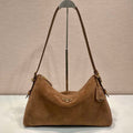 Prada 1BC228 Prada Aim¨¨e Large suede shoulder bag Brown - Default Title - View 1