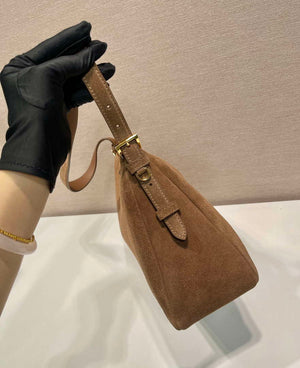 Prada 1BC228 Prada Aim¨¨e Large suede shoulder bag Brown - Default Title - View 5