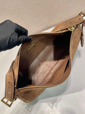 Prada 1BC228 Prada Aim¨¨e Large suede shoulder bag Brown - Default Title - View 8