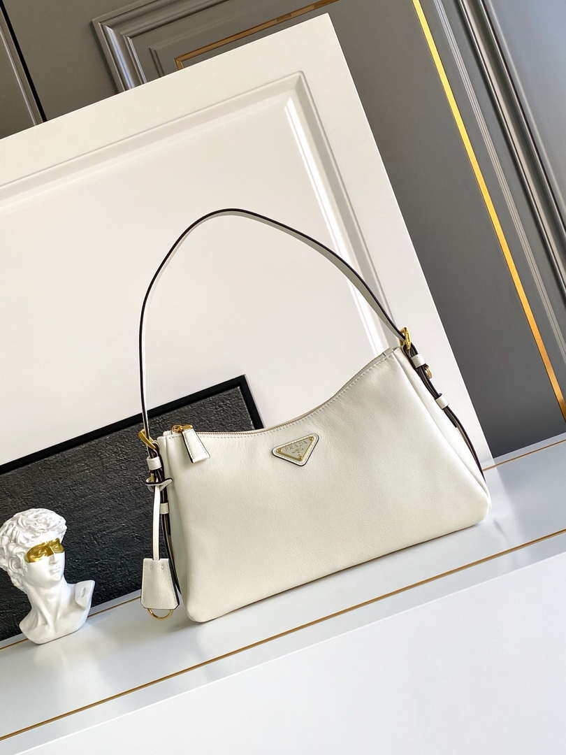 Prada 1BC229 Prada Aim¨¨e Medium leather shoulder bag White