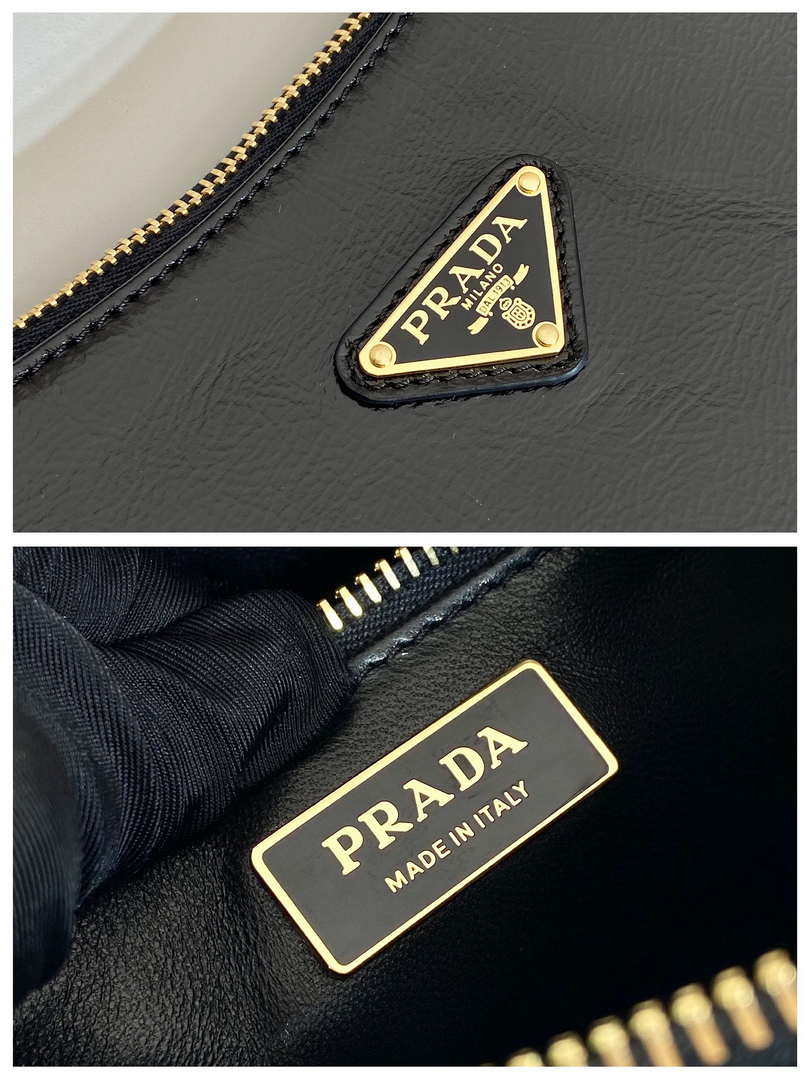 Prada 1BC229 Prada Aim¨¨e Medium Patent leather shoulder bag Black