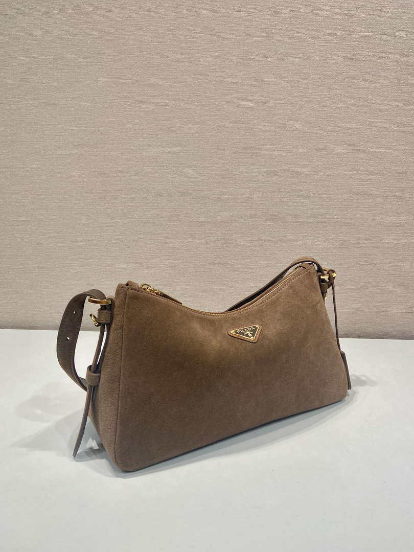 Prada 1BC229 Prada Aim¨¨e Medium Suede leather shoulder bag Brown