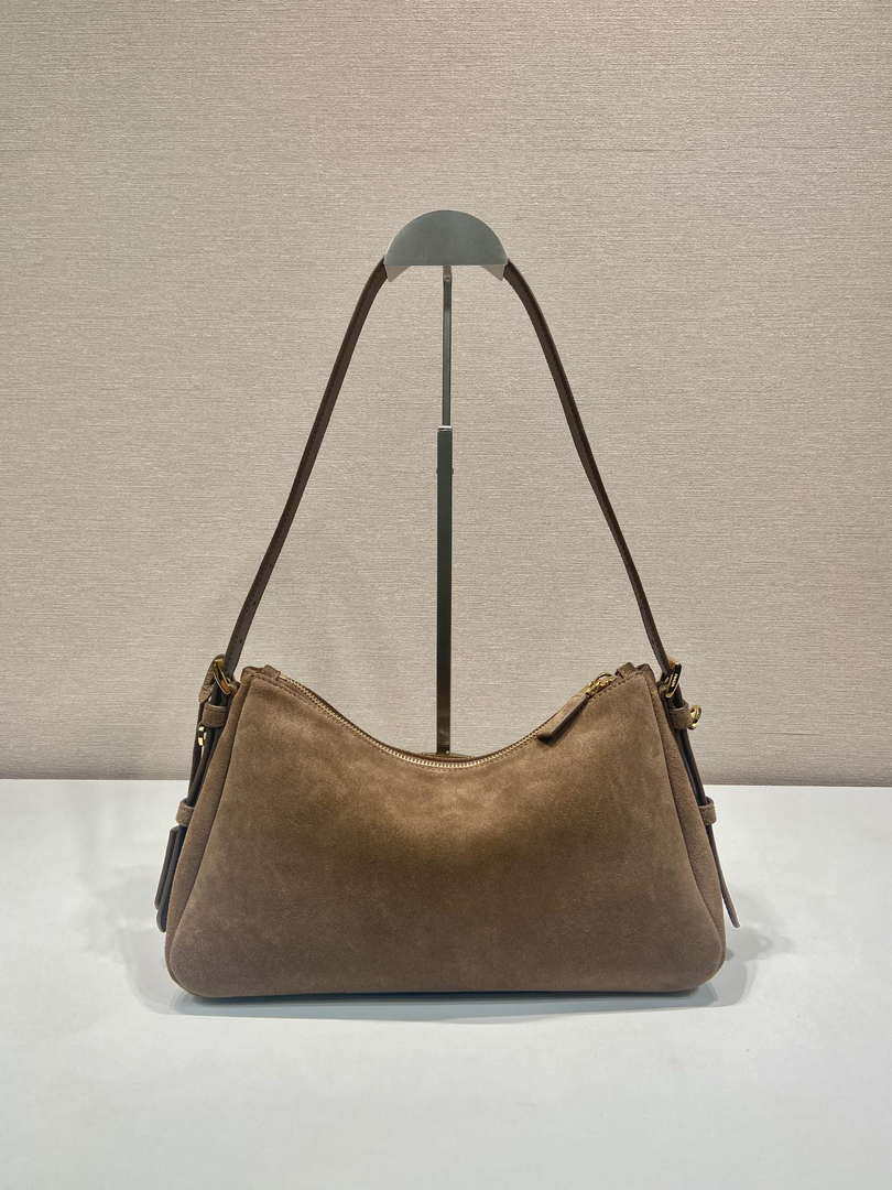 Prada 1BC229 Prada Aim¨¨e Medium Suede leather shoulder bag Brown