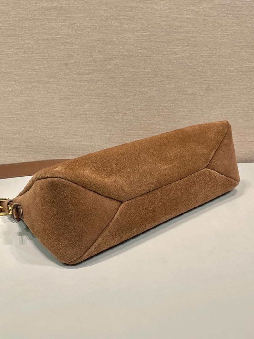 Prada 1BC229 Prada Aim¨¨e Medium Suede leather shoulder bag Brown
