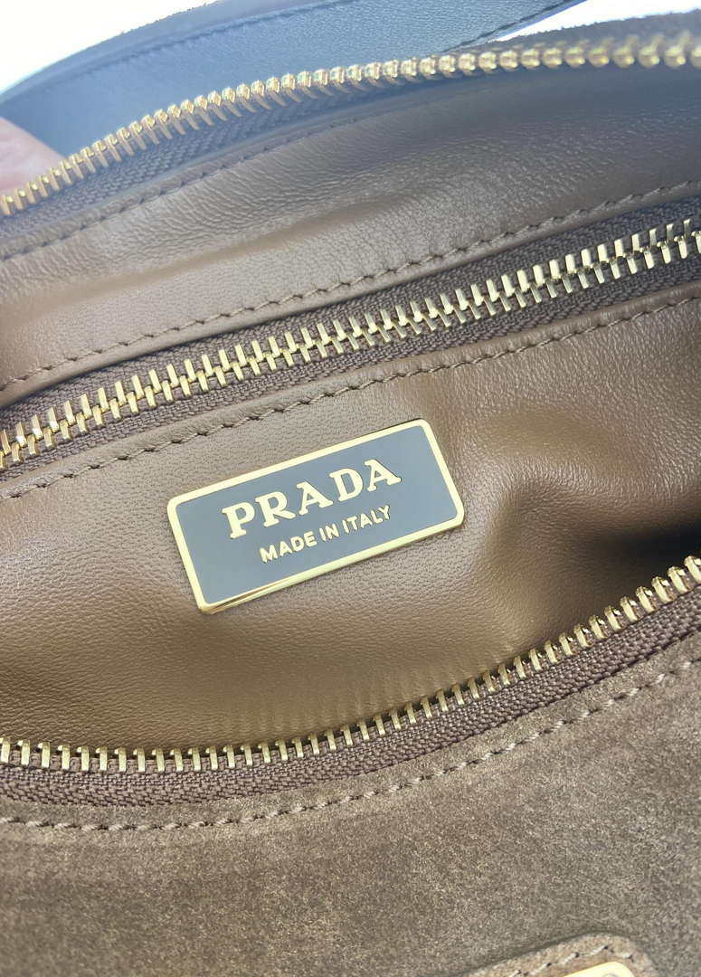 Prada 1BC229 Prada Aim¨¨e Medium Suede leather shoulder bag Brown
