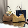 Prada 1BC229 Prada Aim¨¨e Medium Suede leather shoulder bag Camel