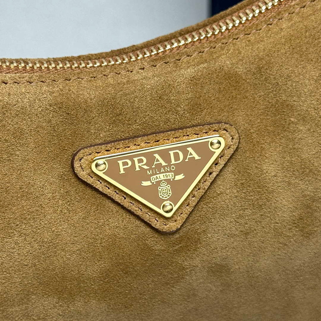Prada 1BC229 Prada Aim¨¨e Medium Suede leather shoulder bag Camel