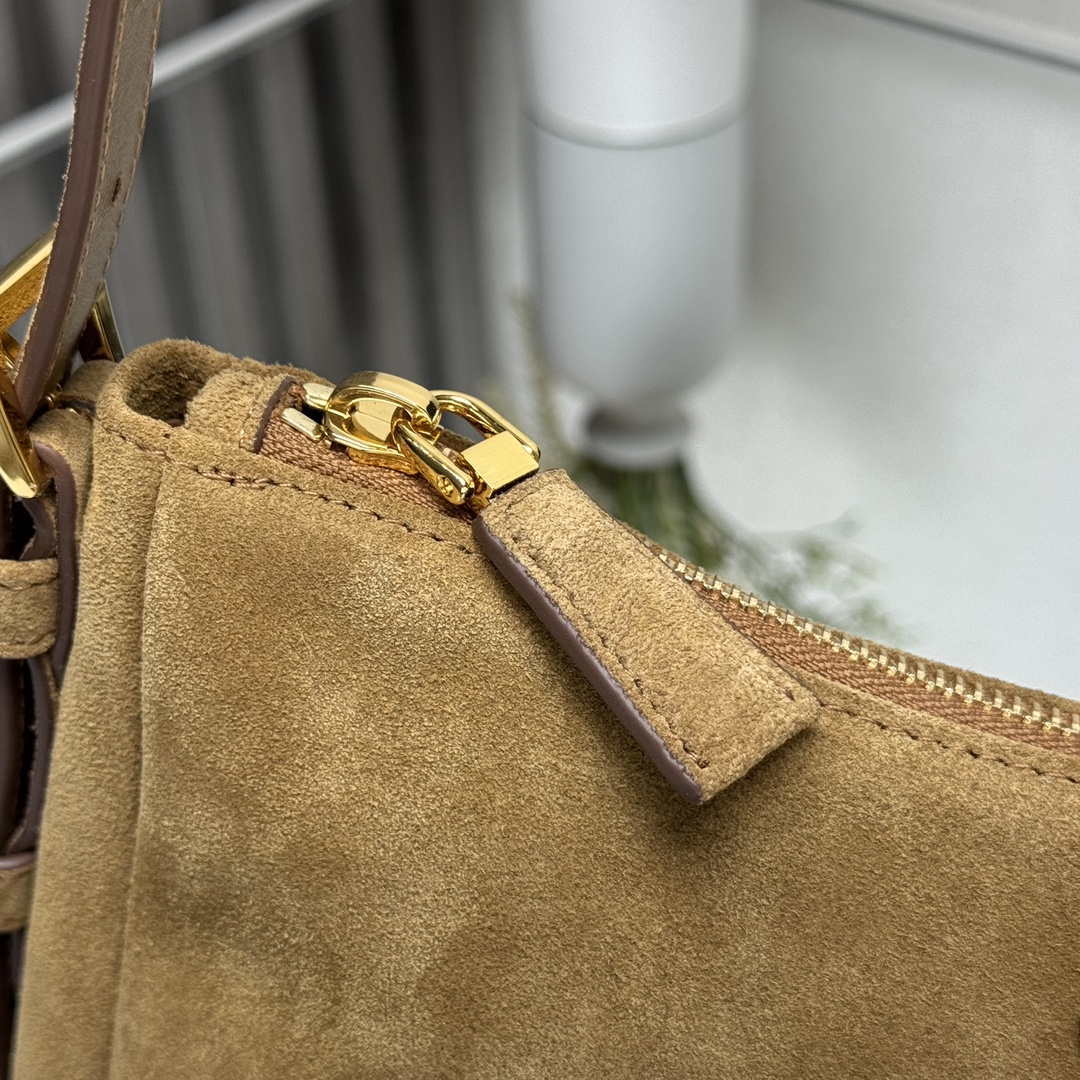 Prada 1BC229 Prada Aim¨¨e Medium Suede leather shoulder bag Camel