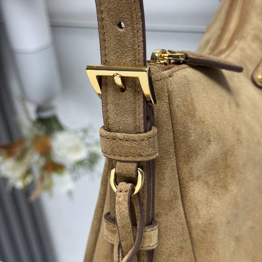 Prada 1BC229 Prada Aim¨¨e Medium Suede leather shoulder bag Camel