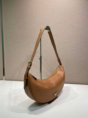 Prada 1BC255 Prada Demi-lune large leather shoulder bag Brown - Default Title - View 3