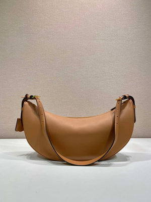 Prada 1BC255 Prada Demi-lune large leather shoulder bag Brown - Default Title - View 5