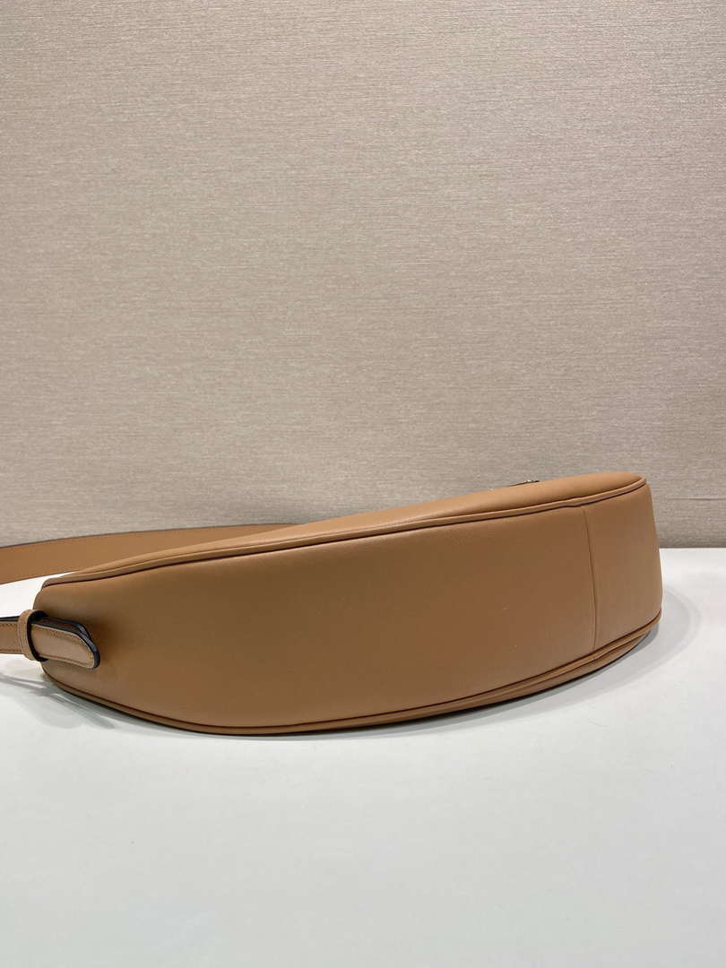 Prada 1BC255 Prada Demi-lune large leather shoulder bag Brown