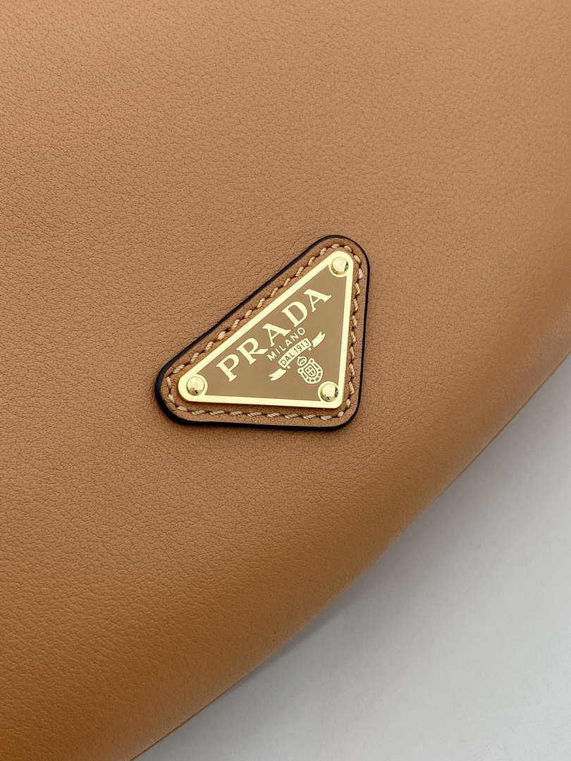 Prada 1BC255 Prada Demi-lune large leather shoulder bag Brown