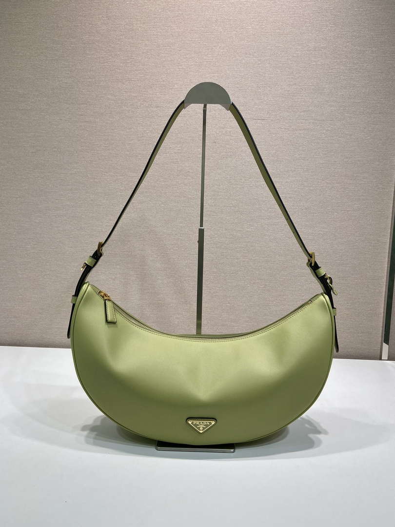 Prada 1BC255 Prada Demi-lune large leather shoulder bag Green