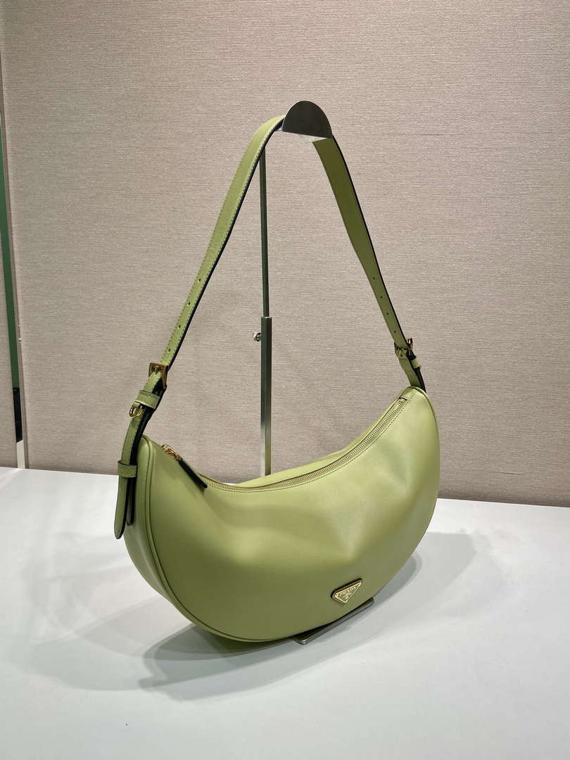 Prada 1BC255 Prada Demi-lune large leather shoulder bag Green