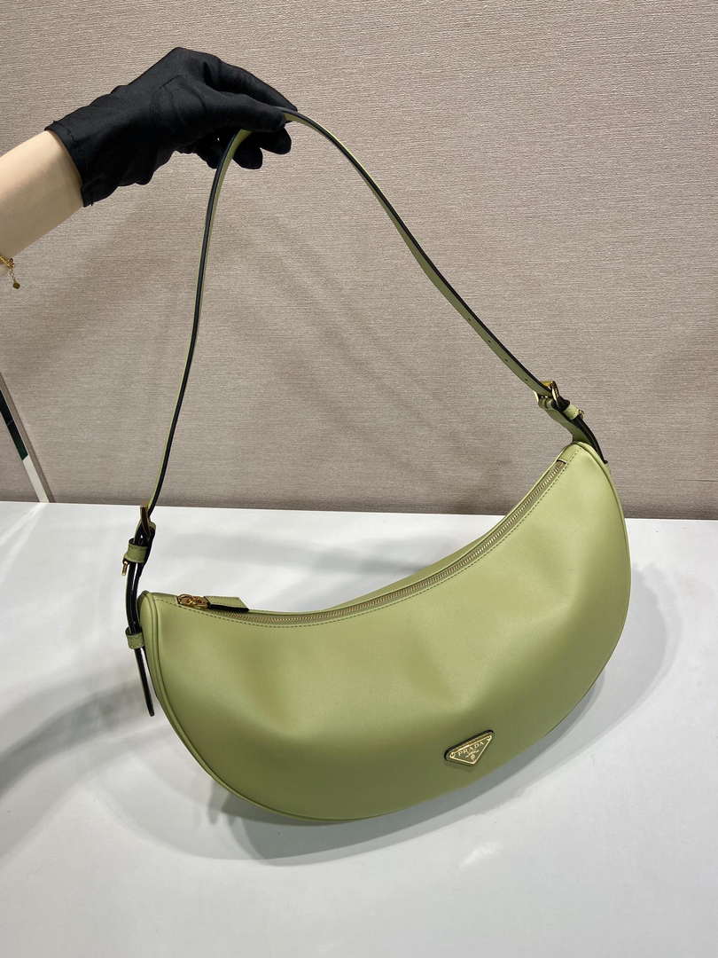 Prada 1BC255 Prada Demi-lune large leather shoulder bag Green