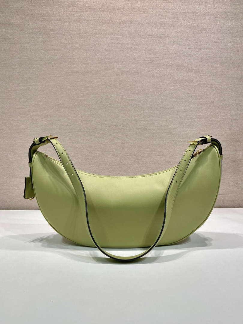 Prada 1BC255 Prada Demi-lune large leather shoulder bag Green
