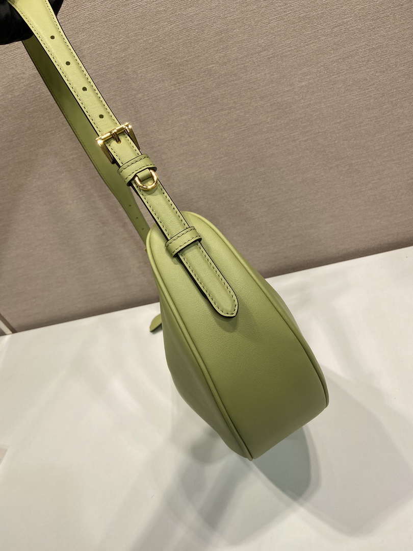 Prada 1BC255 Prada Demi-lune large leather shoulder bag Green