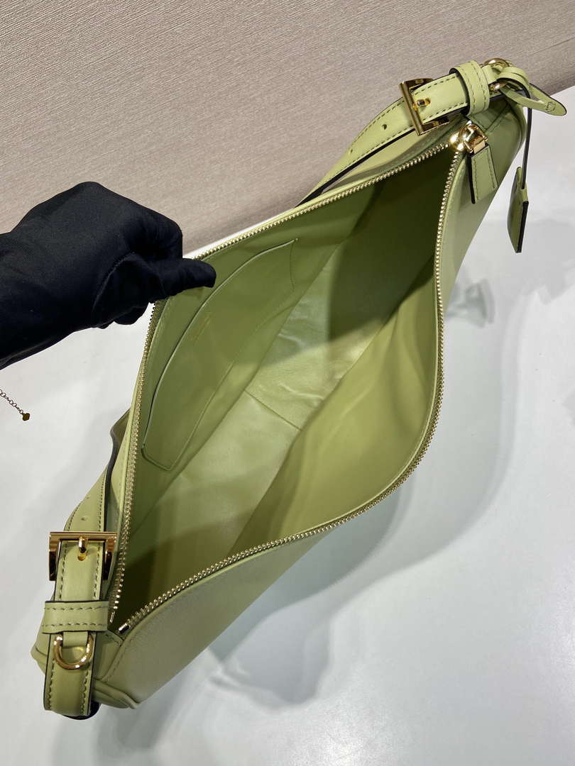 Prada 1BC255 Prada Demi-lune large leather shoulder bag Green