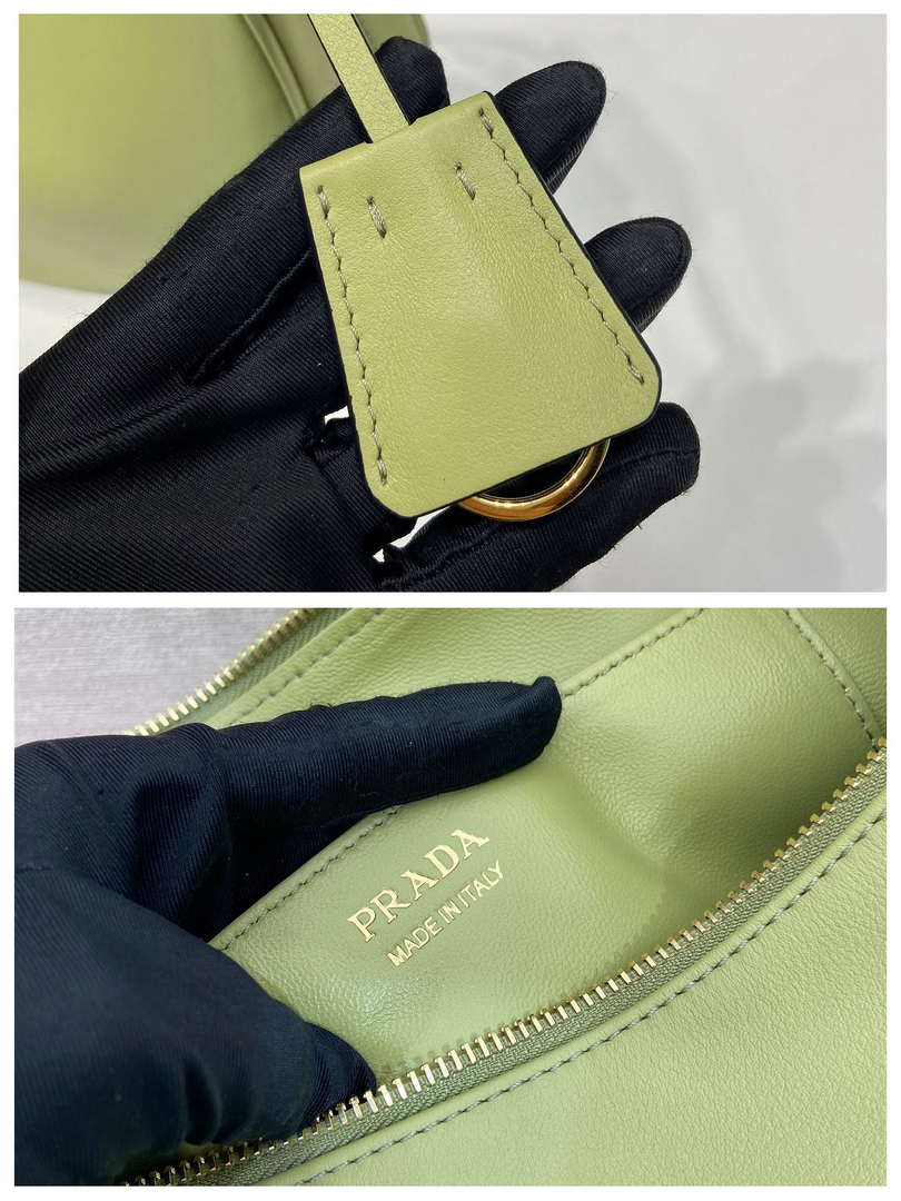 Prada 1BC255 Prada Demi-lune large leather shoulder bag Green