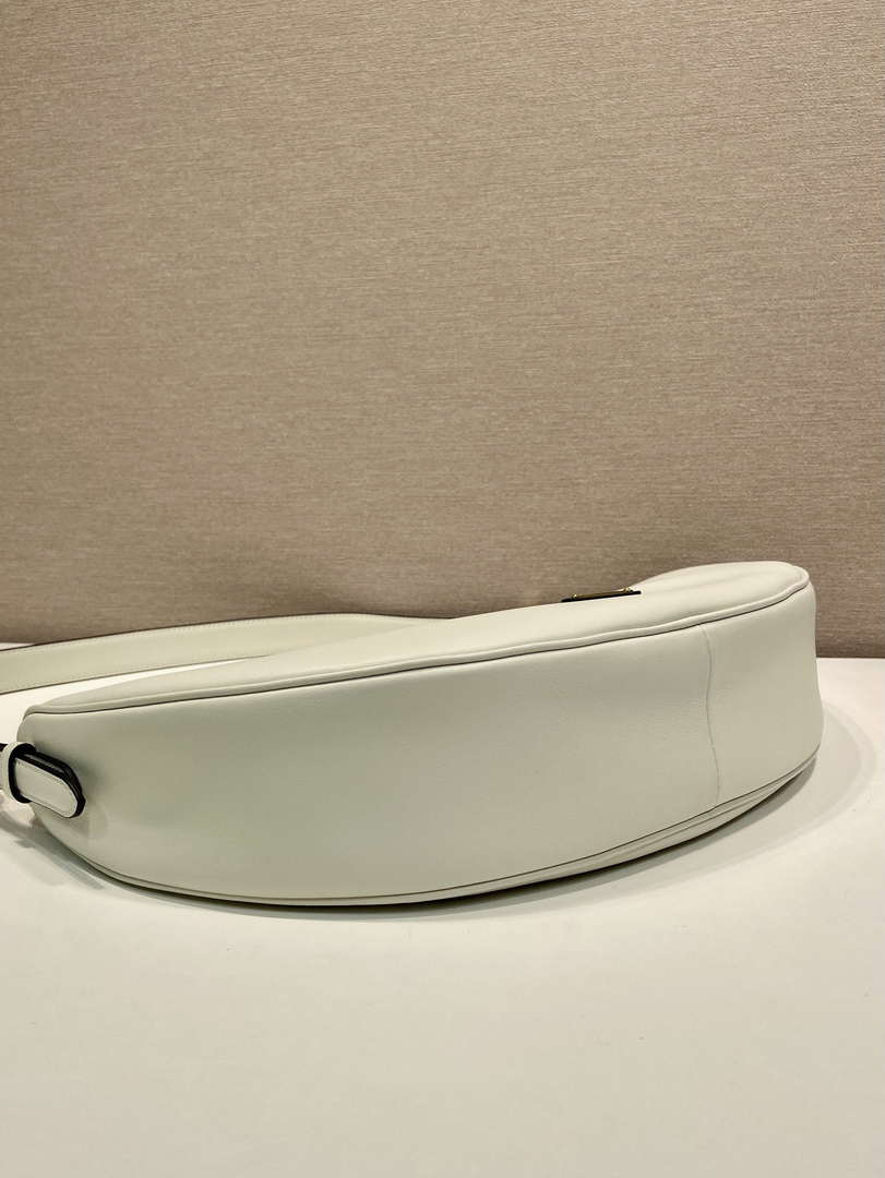 Prada 1BC255 Prada Demi-lune large leather shoulder bag White