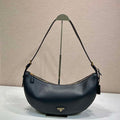 Prada 1BC255 Prada Demi-lune large leather shoulder bag Black - Default Title - View 1
