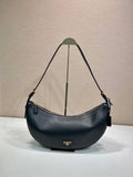 Prada 1BC255 Prada Demi-lune large leather shoulder bag Black