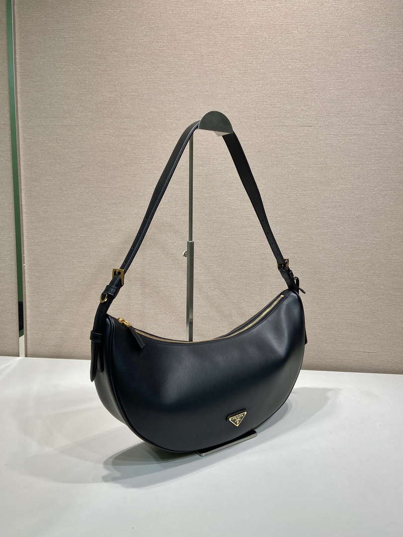 Prada 1BC255 Prada Demi-lune large leather shoulder bag Black