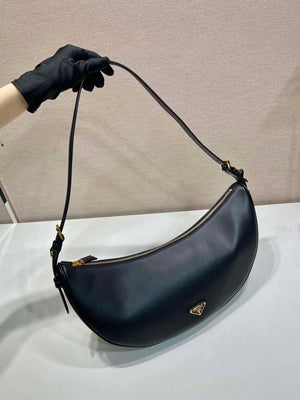 Prada 1BC255 Prada Demi-lune large leather shoulder bag Black - Default Title - View 3