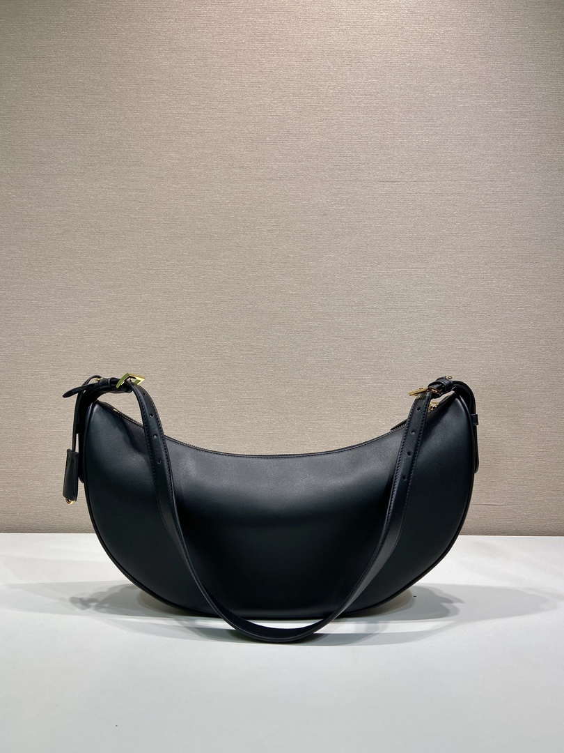 Prada 1BC255 Prada Demi-lune large leather shoulder bag Black
