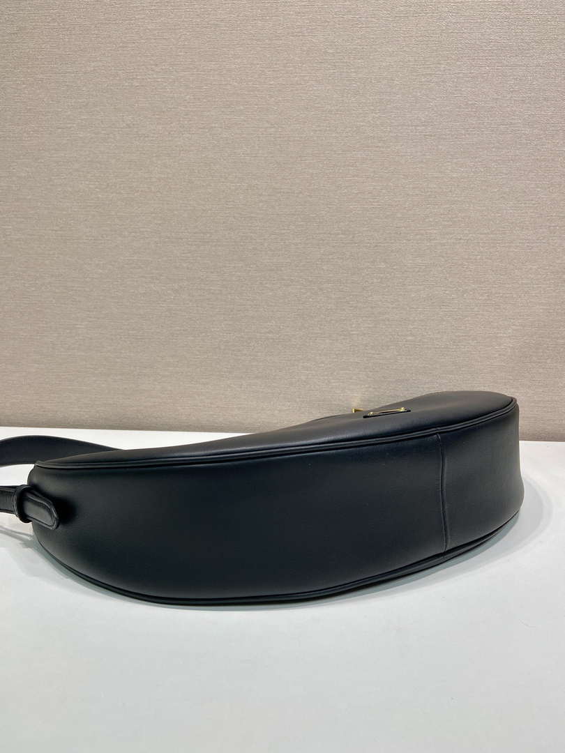 Prada 1BC255 Prada Demi-lune large leather shoulder bag Black