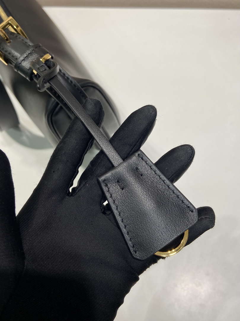Prada 1BC255 Prada Demi-lune large leather shoulder bag Black
